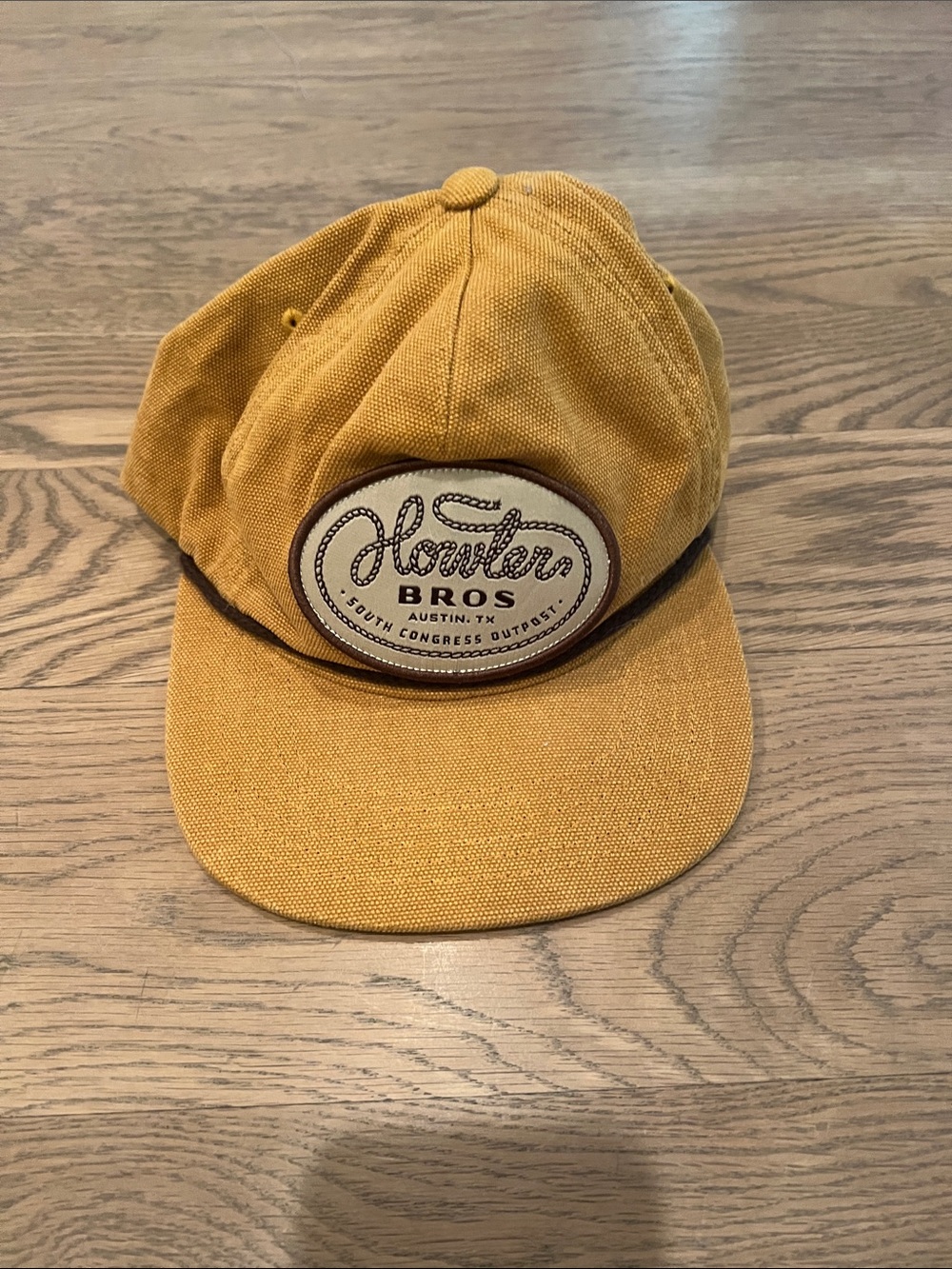 Howler Brothers Mustard Canvas Cap with Leather-Trim Patch
